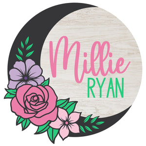 Open image in slideshow, Moon &amp; Floral Name Sign
